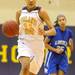 Ypsilanti's Cara Easley dribbles down the court. Angela J. Cesere