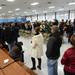 Dozens of people stand in line as they wait to vote at Forsythe Middle School on Tuesday morning. Melanie Maxwell I AnnArbor.com