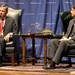 John G. Roberts, Jr., Chief Justice of the United States (left), speaks at Hill Auditorium with University of Michigan Law School Dean Evan Caminker moderating in Ann Arbor, Mich. on Sept. 11, 2009.  Angela J. Cesere | AnnArbor.com