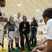 Huron's head coach Steve Vinson talks to his team during a time out in the fourth quarter, Tuesday Feb. 5th.
Courtney Sacco I AnnArbor.com 