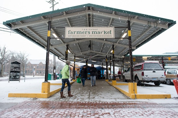 Ann Arbor's farmers market on a snowy Saturday morning. The market runs throughout the winter on Saturdays from 8 a.m. to 3 p.m. 
Courtney Sacco I AnnArbor.com 