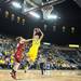 Wolverines Jenny Ryan jumps to make a basket after a breakaway against the Cornhuskers during the first half of their game Thursday night.
Courtney Sacco I AnnArbor.com 