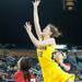 Wolverines Kate Thompson jumps as she tries to make a basket against the Cornhuskers during the second half of their game Thursday night.
Courtney Sacco I AnnArbor.com   