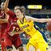  Wolverines Kate Thompson drives the ball past Cornhuskers Brandi Jeffery during the second half of their game Thursday night.
Courtney Sacco I AnnArbor.com    