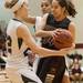 Dexter's Teia McGahey struggles for control of the ball as Heritage's Sydney Vondette guards her during first half of the state quarterfinals game at Davison High School Tuesday Mar. 13th.
Courtney Sacco I AnnArbor.com  
