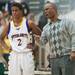 Ypsilanti's head coach Steve Brooks talks to Justin Bernard during the third quarter of the Class A regional finales at Huron High School Wednesday, Mar.13th.Courtney Sacco I AnnArbor.com 