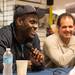 Former Wolverines football player James Hall speaks during the Mott Takeover telethon on WTKA at the MDen Friday May 17.
Courtney Sacco I AnnArbor.com