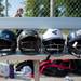 Batting helmets lined up on a bench during youth baseball season's opening day at Veteran's Memorial Park.
Courtney Sacco I AnnArbor.com