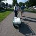 A man uses a wagon to cary several take out chicken dinners during the 60th Manchester Chicken Broil.  
Courtney Sacco I AnnArbor.com 