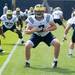 Michigan defensive linemen Henry Poggi during a drill on the practice field outside of the Al Glick Field House on Thursday, August 8, 2013. 
Courtney Sacco I AnnArbor.com 