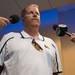 Michigan's Offensive Line Coach Darrell Funk talks to reporters during media day in the Junge Family Champions Center, Sunday, August, 11.
Courtney Sacco AnnArbor.com 