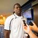 Michigan's new Outside Linebackers Coach Roy Manning talks to reporters during media day in the Junge Family Champions Center, Sunday, August, 11.
Courtney Sacco AnnArbor.com 