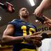 Michigan wide receiver Jeremy Gallon talks to reporters during media day in the locker room, Sunday, August, 11.Courtney Sacco AnnArbor.com 