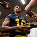 Michigan wide receiver Jeremy Gallon talks to reporters during media day in the locker room, Sunday, August, 11.
Courtney Sacco AnnArbor.com 