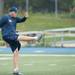 Chelsea head football coach Brad Bush kicks a football during practice, Thursday, August, 15.
Courtney Sacco  I AnnArbor.com 