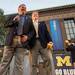 Wolverines head coach Brady Hoke and Jake Ryan, a team caption, laugh during a pep rally held at the Diag the night before the Michigan Wolverines take on Notre Dame at Michigan Stadium, Friday, Sept. 6.
Courtney Sacco I AnnArbor.com  