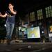 Former Michigan student and current "Glee" cast member Darren Criss addresses the crowd during a pep rally Friday, Sept. 6, at the Diag the night before the Michigan Wolverines take on Notre Dame at Michigan Stadium. 
Courtney Sacco I AnnArbor.com  

