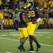 Michigan quarterback Devin Gardner and wide receiver Jeremy Gallon congratulate one another after defeating Notre Dame 41-30 at Michigan Stadium, Saturday, Sept. 7. 
Courtney Sacco I AnnArbor.com 