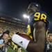 Michigan quarterback Devin Gardner celebrates after defeating Notre Dame 41-30 at Michigan Stadium, Saturday, Sept. 7. 
Courtney Sacco I AnnArbor.com 