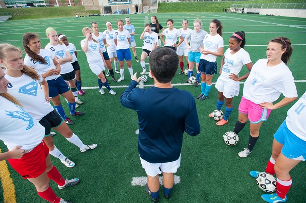 Head Coach Chris Morgan talks to his team during practice Wednesday May 22.Courtney Sacco I AnnArbor.com     