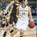 Wolverines Sam Arnold plays aggressively plays against Valparaiso's Maegan Callaway During Thursday nights game.
Courtney Sacco I AnnArbor.com  