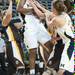Wolverines Nya Jordan makes a rebound during Thursday's game against Valparaiso.
Courtney Sacco I AnnArbor.com   
