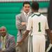 Huron's head coach Waleed Samaha talks to Nasheed Bass  during Friday nights game against Chelsea.
Courtney Sacco I AnnArbor.com 