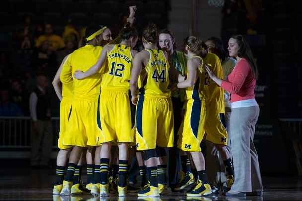 The Wolverines before the start of their game against the Pen state Lady Lions, Monday Jan. 21.
Courtney Sacco I AnnArbor.com