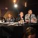 The guest judges of The FutureStars Finals, from left, Devin Gardner, Jeremy Gallon, Ingrid Racine, Dan Henig and  Matthew Altruda, Saturday, Jan 19.
Courtney Sacco I AnnArbor.com      