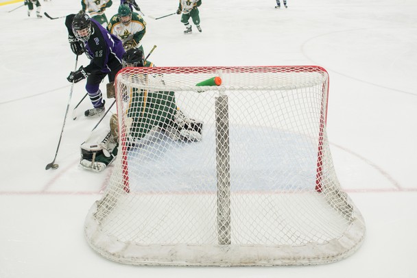 Pioneer's Anthony Moran shoots the puck to score Pioneer's first goal against Huron, Saturday Jan 19.Courtney Sacco I AnnArbor.com 