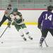 Huron's Chad Aaronson skates the puck down the ice during their game against Pioneer Saturday, Jan. 19.Courtney Sacco I AnnArbor.com  