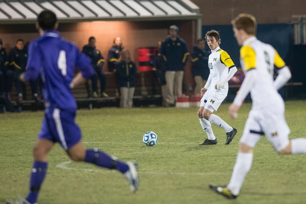 Images from Fabio Pereira's hat trick in Michigan soccer's NCAA tourney win