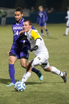 Images from Fabio Pereira's hat trick in Michigan soccer's NCAA tourney win