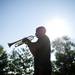 Ann Arbor resident and 5k participant Jeff Barnett practices the trumpet before performing the National Anthem on Sunday, July 14. Daniel Brenner I AnnArbor.com