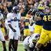 Michigan linebacker Desmond Morgan celebrate after a fumble in the game against Northwestern on Saturday. Daniel Brenner I AnnArbor.com