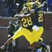 Fitzgerald Toussaint and Junior Hemingway celebrate after Toussaint's rushing touchdown as Michigan took on the University of Minnesota Saturday October 1, 2011. Michigan won the game 58-0 Jeff Sainlar I AnnArbor.com 
