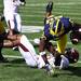 Michigan's Michael Shaw runs over Brock Vereen as Michigan took on the University of Minnesota Saturday October 1, 2011. Michigan won the game 58-0 Jeff Sainlar I AnnArbor.com 
