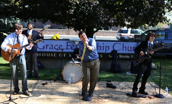 The Greatest Hits perform at the "Meet on the Street Community Block Party," out in front of Grace Fellowship Church in Ypsilanti  Saturday October 8, 2011. Pastor Willie J. Powell of Grace Fellowship Church along with Pastor Julianne Smeck of St. Mark Lutheran Church decided to put this on together to connect the communities. Jeff Sainlar I AnnArbor.com