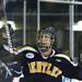 A Bentley player celebrates after scoring a goal as the Michigan Wolverines took on the Bentley Falcons at Yost Ice Arena Saturday October 8, 2011. Michigan won the match 4-1. Jeff Sainlar I AnnArbor.com