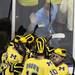 A fan tries to join in on A.J. Treais' goal celebration as the Michigan Wolverines took on the Bentley Falcons at Yost Ice Arena Saturday October 8, 2011. Michigan won the match 4-1. Jeff Sainlar I AnnArbor.com
