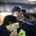 Michigan head coach Steve Burns hugs Noble Sullivan after beating the Akron Zips Tuesday, Oct. 18, 2011 at the Michigan Soccer Complex. Michigan defeated the No. 4 Zips, 1-0, in overtime.  Jeff Sainlar I AnnArbor.com