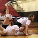 Skyline's Katie Austin(14) collides with Maggie Holloran while going for the ball as Pinckney took on Skyline at Pinckney High School Wednesday November 2, 2011. Skyline won the match 3-0. Jeff Sainlar I AnnArbor.com