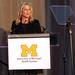 Chair of the Board of Regents of the University of Michigan, Denise Ilitch, speaks at the University of Michigan's Mott Children's Hospital ribbon cutting ceremony Thursday November 3, 2011. Jeff Sainlar I AnnArbor.com