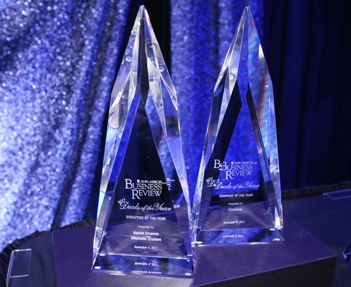 The executive and company of the year awards are displayed at the Deals of the Year awards banquet at Eastern Michigan University Student Center on Friday, Nov. 4, 2011. Jeff Sainlar I AnnArbor.com