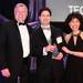 Accuri Cytometers co-founder Collin Rich (center) and former Accuri CEO Jeff Williams (left) accept the Technology award, presented by University of Michigan Health System CEO Ora Pescovitz, at the 2011 Deals of the Year ceremony.  Jeff Sainlar I AnnArbor.com
