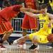 Michigan's Evan Smotrycz takes a shot to the face from Dan Chilcote as Michigan took on Ferris State at the Crisler Arena Friday November 11, 2011. Michigan won the game 59-33.(AP Photo/AnnArbor.com, Jeff Sainlar I AnnArbor.com)