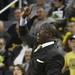 Michigan assistant coach, Bacari Alexander, yells as Michigan took on Ferris State at the Crisler Arena Friday November 11, 2011. (AP Photo/AnnArbor.com, Jeff Sainlar I AnnArbor.com)