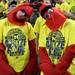 Andrew McClure,left, and Matt Denko decide to spice up the Maize Rage a little bit as Michigan took on Ferris State at the Crisler Arena Friday November 11, 2011. (AP Photo/AnnArbor.com, Jeff Sainlar I AnnArbor.com)