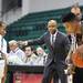 Eastern Michigan head coach Rob Murphy communicates with his players as Eastern Michigan University took on Arkansas Little Rock Friday November 18, 2011 at the Convocation Center. Eastern Michigan won the game  62-51. Jeff Sainlar I AnnArbor.com