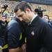 Ohio State Head Coach Luke Fickell(facing) and Michigan Head Coach Brady Hoke exchange words after the University of Michigan took on Ohio State Saturday  November 26, 2011 at Michigan Stadium. Michigan won the game 40-34. Jeff Sainlar I AnnArbor.com